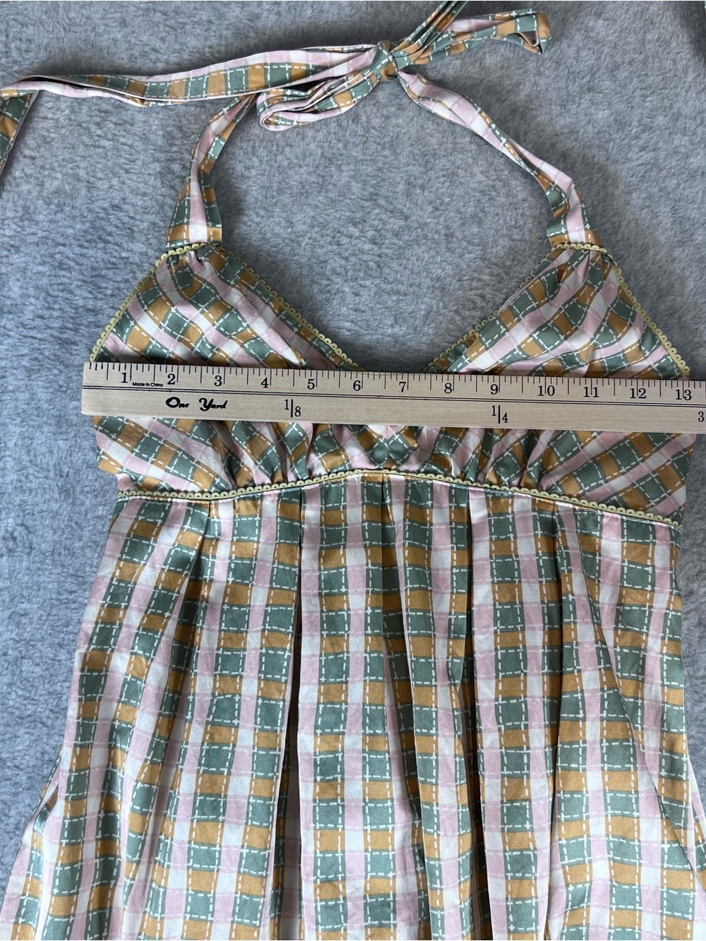 Silk Blend Women’s Halter Dress Plaid 90s Y2K Pockets Size XS - Picture 11 of 14